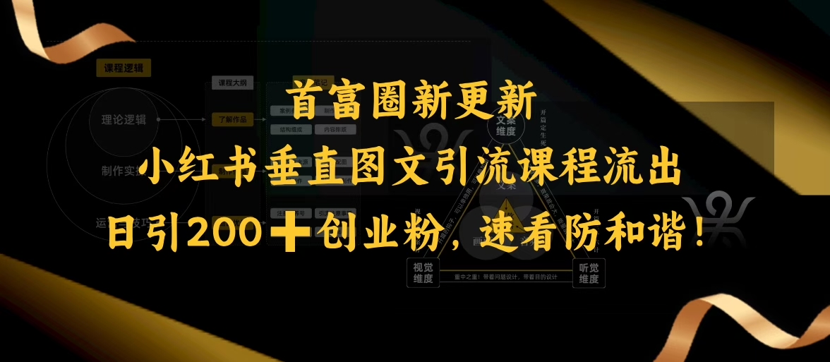 小红书垂直图文引流课程流出，日引200+创业粉，速看防和谐-丸动小站
