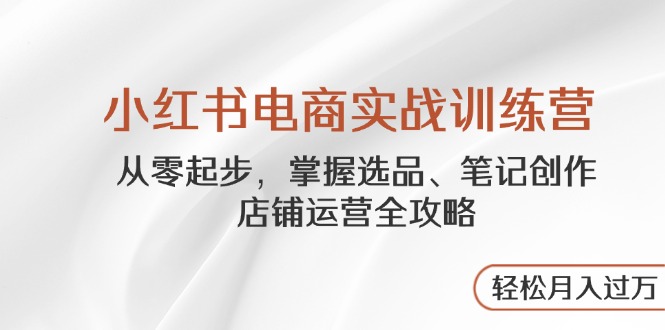 小红书电商实战训练营，从零起步，掌握选品、笔记创作、店铺运营全攻略…-丸动小站