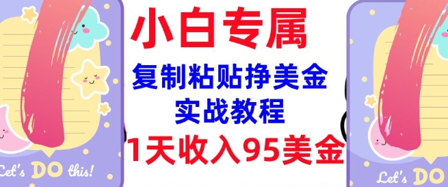 复制粘贴挣美金，0门槛，1天收入95美刀，3分钟学会，内部教程(首次公开)-丸动小站