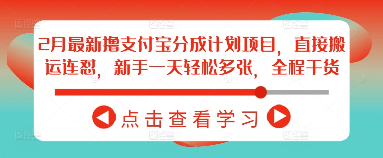 2月最新撸支付宝分成计划项目，直接搬运连怼，新手一天轻松多张，全程干货-丸动小站