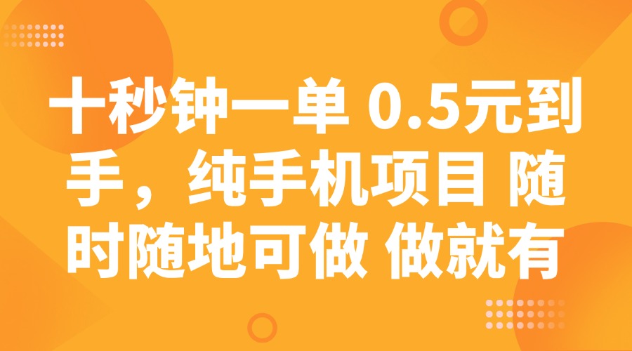 十秒钟一单 0.5元到手，纯手机项目 随时随地可做 做就有-丸动小站