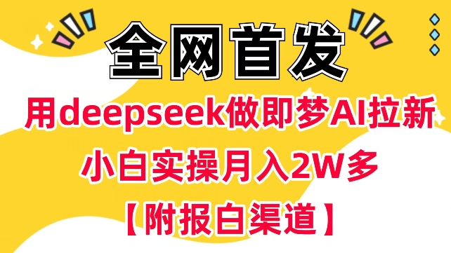 用deepseek做即梦Ai拉新 小白实操月入过W+【附报白渠道】-丸动小站