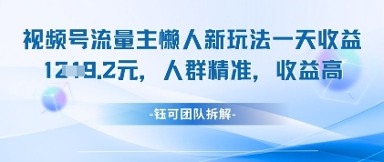 视频号流量主懒人新玩法，一天收益1k，人群精准收益高-丸动小站