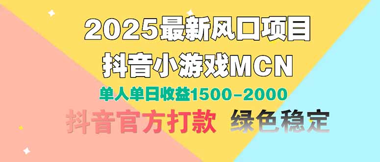 2025最新风口项目 抖音小游戏MCN 单人单日收益1500-2000+-丸动小站