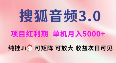 搜狐音频挂ji3.0.可矩阵可放大，独家技术，稳定月入5000+【揭秘】-丸动小站