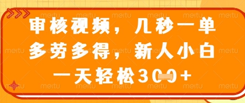 视频审核员，几秒一单，不限时间，不限地点，多做多得，新人小白一天轻松几张+【揭秘】-丸动小站