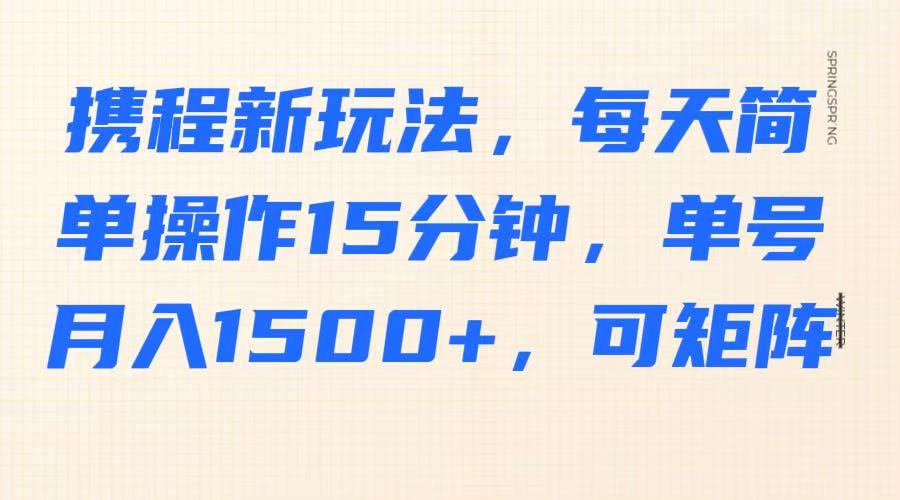 携程新玩法，每天简单操作15分钟，单号月入1500+，可矩阵-丸动小站